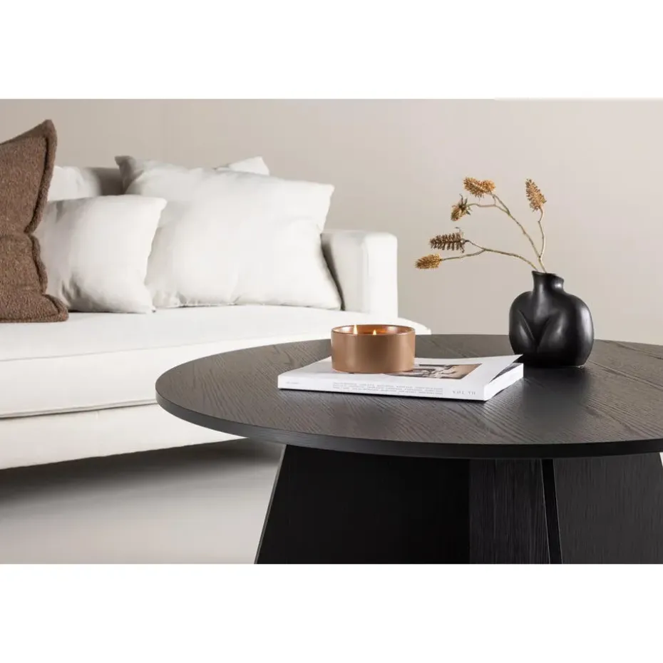 Salontafel Zwart Ø100cm - Fineer - Scandinavisch - Tafel Bootcut