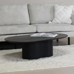 Salontafel Zwart Mangohout - Ovaal - 90x60x35cm - Ava