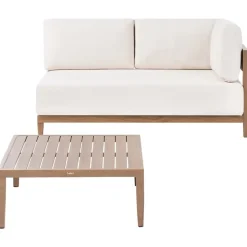 SAMPIERI - Tuinbank met salontafel - Bruin/ Lichtbeige - Aluminium