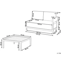 SAMPIERI - Tuinbank met salontafel - Bruin/ Lichtbeige - Aluminium