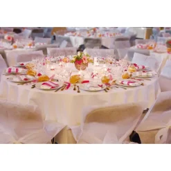 Santex Feest tafelkleed/tafellaken rond - zwart - 240 cm - stof