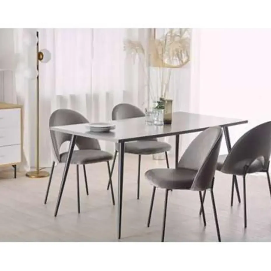 SANTIAGO - Eettafel - Grijs - 80 x 160 cm - Vezelplaat