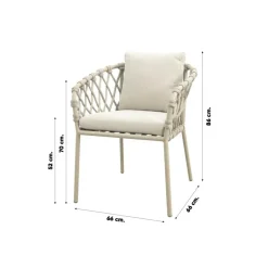 Sara dining tuinstoel - Rope/Latte - Zandkleur
