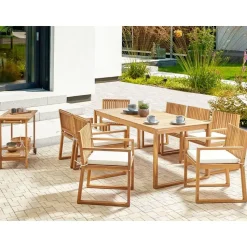 SASSARI II - Tuinset voor 8 - Lichthout/Wit - FSC acaciahout