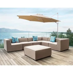 SAVONA II - Zweefparasol - Taupe/Wit - Polyester