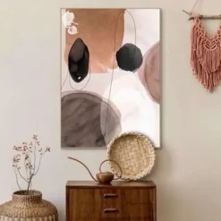 Schilderij Abstracte vormen - 70 x 50cm - Bruin