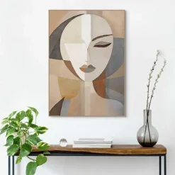 Schilderij Abstracte vrouw - 70 x 50cm - Bruin