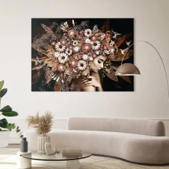 Schilderij Bloemenrijkdom - 100 x 140cm - Bruin