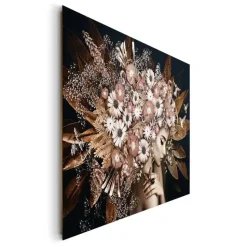 Schilderij Bloemenrijkdom - 100 x 140cm - Bruin