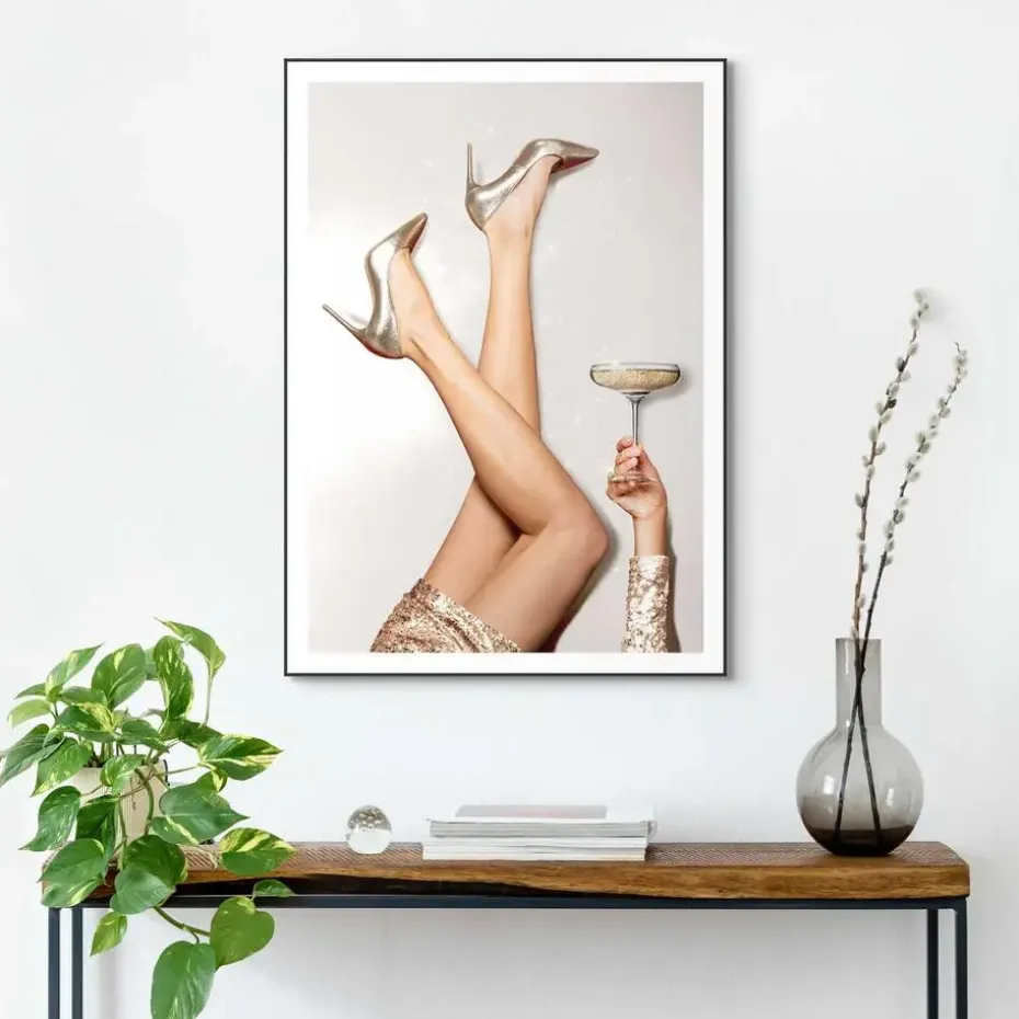 Schilderij Celebrate Good Times - 70 x 50cm - Goudkleurig