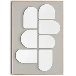 Schilderij 3D Art Abstract lichtgrijs met wit - 100 x 70cm - Wit