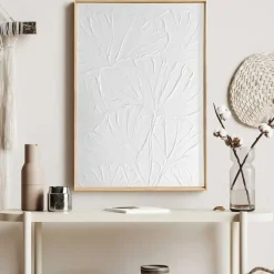 Schilderij 3D Art Flowers - 70 x 50cm - Wit