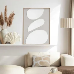 Schilderij 3D Art Organic Pebbles - 70 x 50cm - Beige