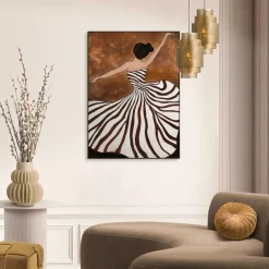 Schilderij Dansende dame - 70 x 50cm - Bruin