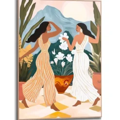 Schilderij Dansende dames - 70 x 50cm - Bont