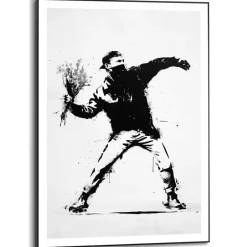 Schilderij Flower Thrower - 70 x 50cm - Zwart-Wit