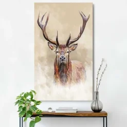 Schilderij Getekend hert - 118 x 70cm - Beige