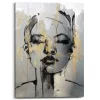 Schilderij Gezicht - 70 x 50cm - Goudkleurig