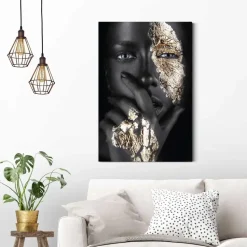 Schilderij Gouden hand - 90 x 60cm - Goudkleurig