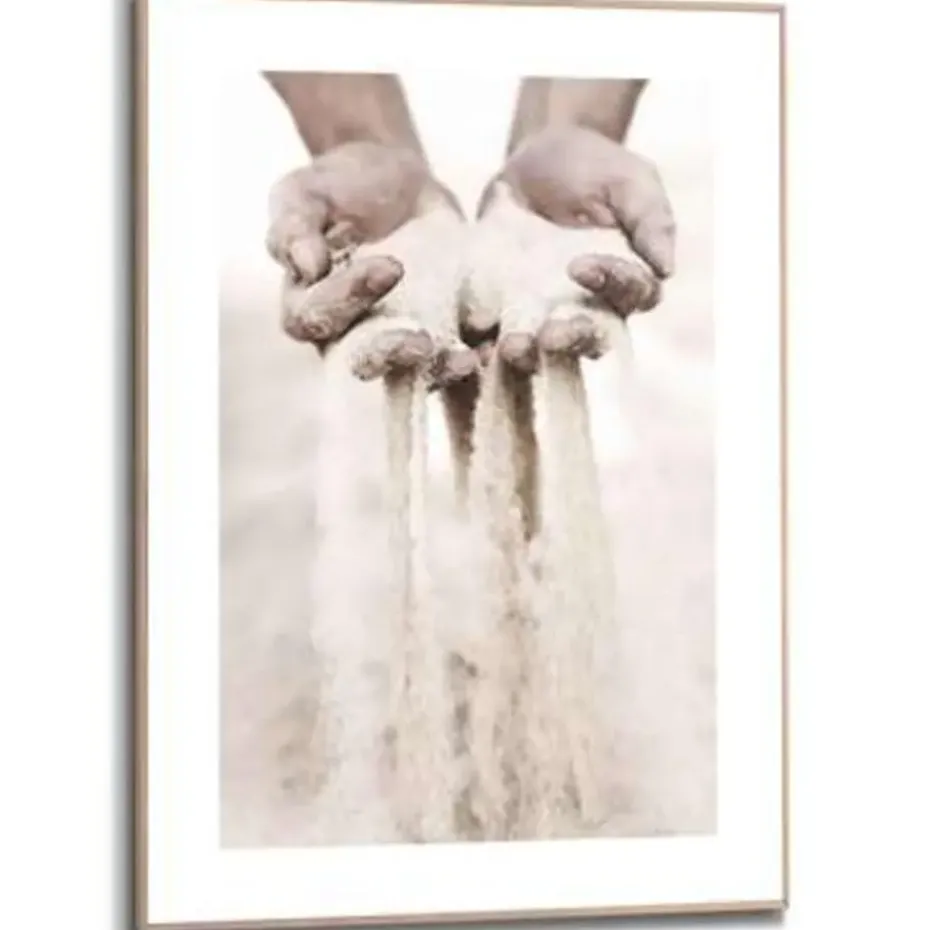 Schilderij Handen in het zand - 70 x 50cm - Beige