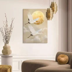 Schilderij Kraanvogels - 70 x 50cm - Beige