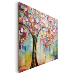 Schilderij Life Tree - colourful - 100 x 140cm - Bont
