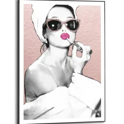 Schilderij Lipstick Beauty - 70 x 50cm - Roze