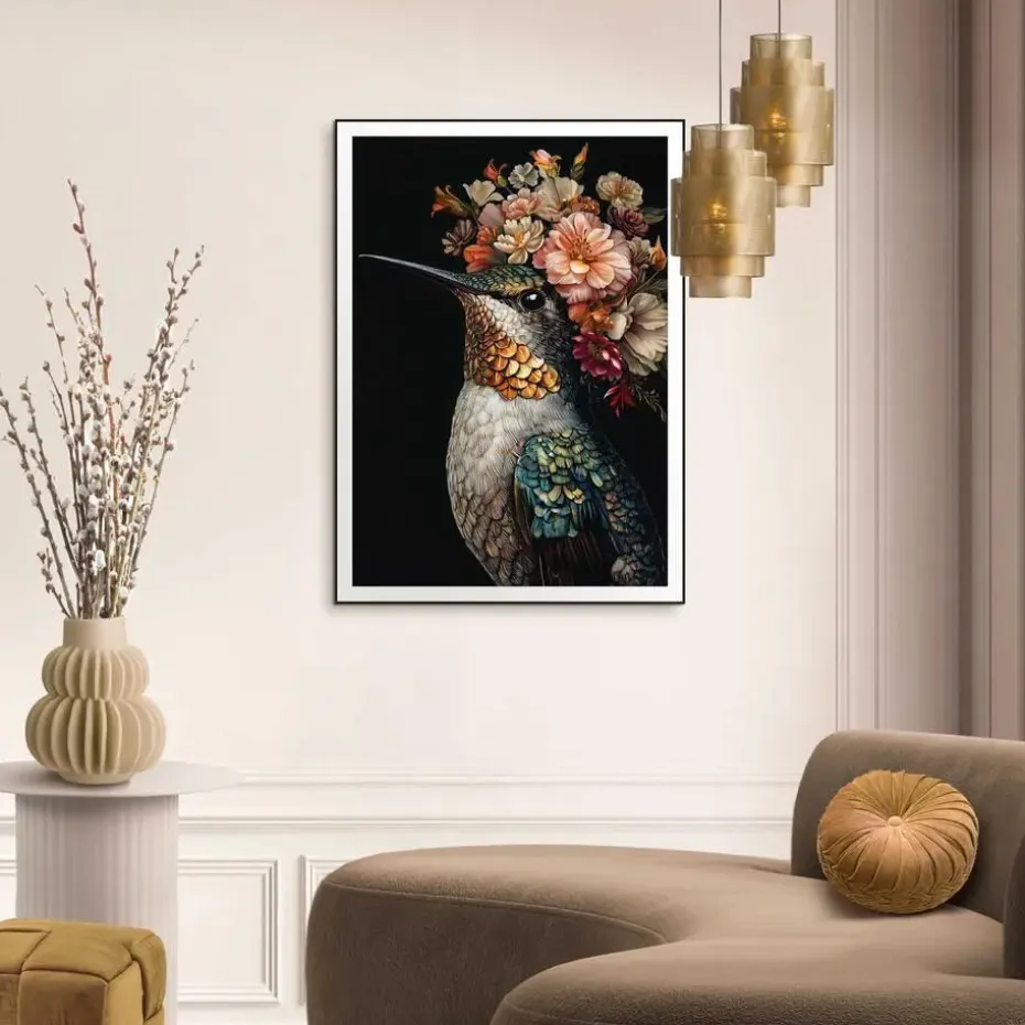 Schilderij Lovely Hummingbird - 70 x 50cm - Bont