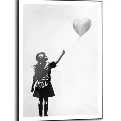 Schilderij Meisje met de ballon - 70 x 50cm - Zwart-Wit