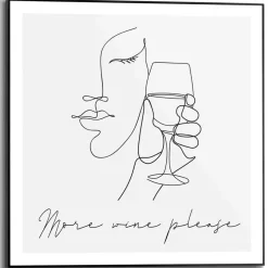 Schilderij More wine please - 50 x 50cm - Zwart-Wit