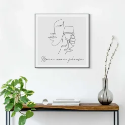 Schilderij More wine please - 50 x 50cm - Zwart-Wit