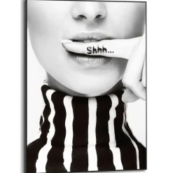 Schilderij Ssshhh! - 70 x 50cm - Zwart-Wit
