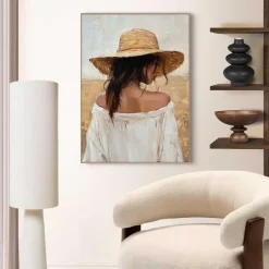 Schilderij Summer Lady - 70 x 50cm - Beige