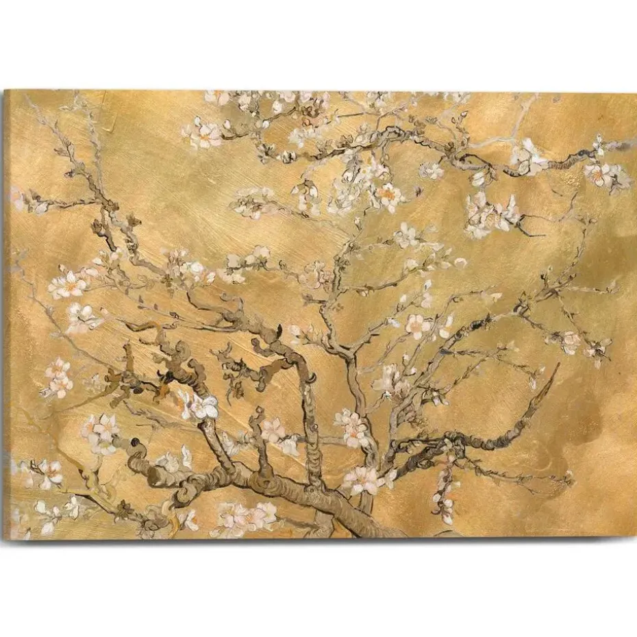 Schilderij Van Gogh - almondblossom - 50 x 70cm - Goudkleurig