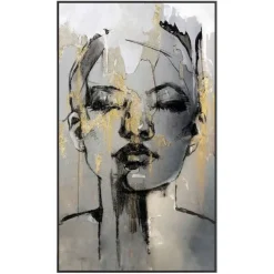 Schilderij vrouw met goud - 118x70 cm