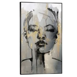 Schilderij vrouw met goud - 118x70 cm