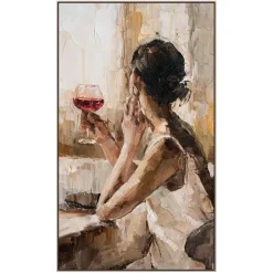 Schilderij Vrouw met wijn - MDF - 118x70 cm