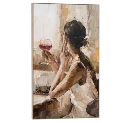Schilderij Vrouw met wijn - MDF - 118x70 cm
