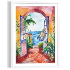 Schilderij Zomers balkon - 70 x 50cm - Bont