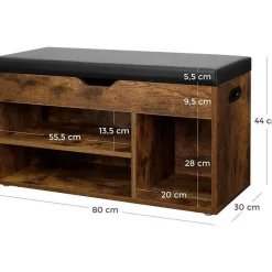 Schoenbank -Schoenenrek - Opbergruimte onder de zitting - 80 x 30 x 44 cm