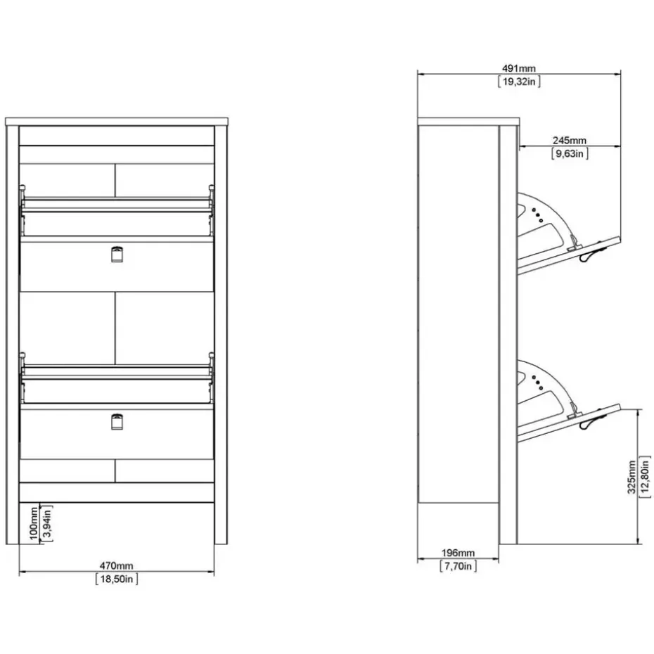 Schoenenkast Madeira - greige - 102,9x53,8x24,6 cm