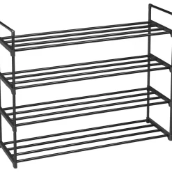 Schoenenrek - 4 niveaus - metaal - 92x73x30 cm - zwart