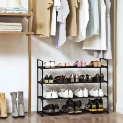 Schoenenrek - 4 niveaus - metaal - 92x73x30 cm - zwart