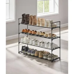 Schoenenrek - 4 niveaus - metaal - 92x73x30 cm - zwart