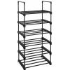 Schoenenrek - 6 Vakken - Schoenenopberger - 30 x 45 x 106 cm - Metaal - Zwart
