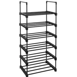 Schoenenrek - 6 Vakken - Schoenenopberger - 30 x 45 x 106 cm - Metaal - Zwart