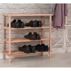 Schoenenrek - 4-laags - 77 x 26 x 65 cm - hout -schoenenstandaard