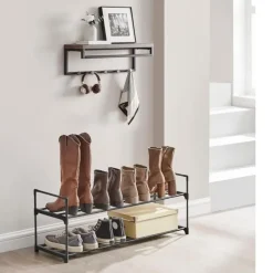 Schoenenrek - stapelbaar - 2 niveaus - 92x33x30 cm - zwart