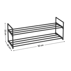 Schoenenrek - stapelbaar - 2 niveaus - 92x33x30 cm - zwart