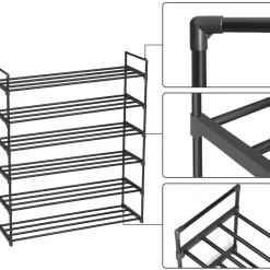 Schoenenrek - stapelbaar - 92x113x30 cm - zwart